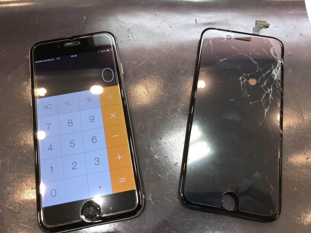 画面修理が終わりつるつるのiPhone6、アイホン6、あいふぉーん6