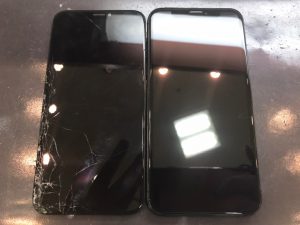 iphoneXの画面割れの修理