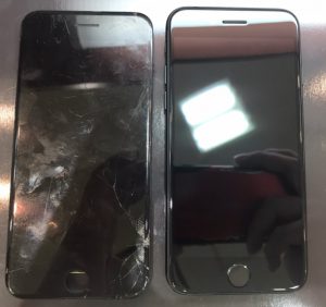 iphone7の画面割れ修理を担当しました。