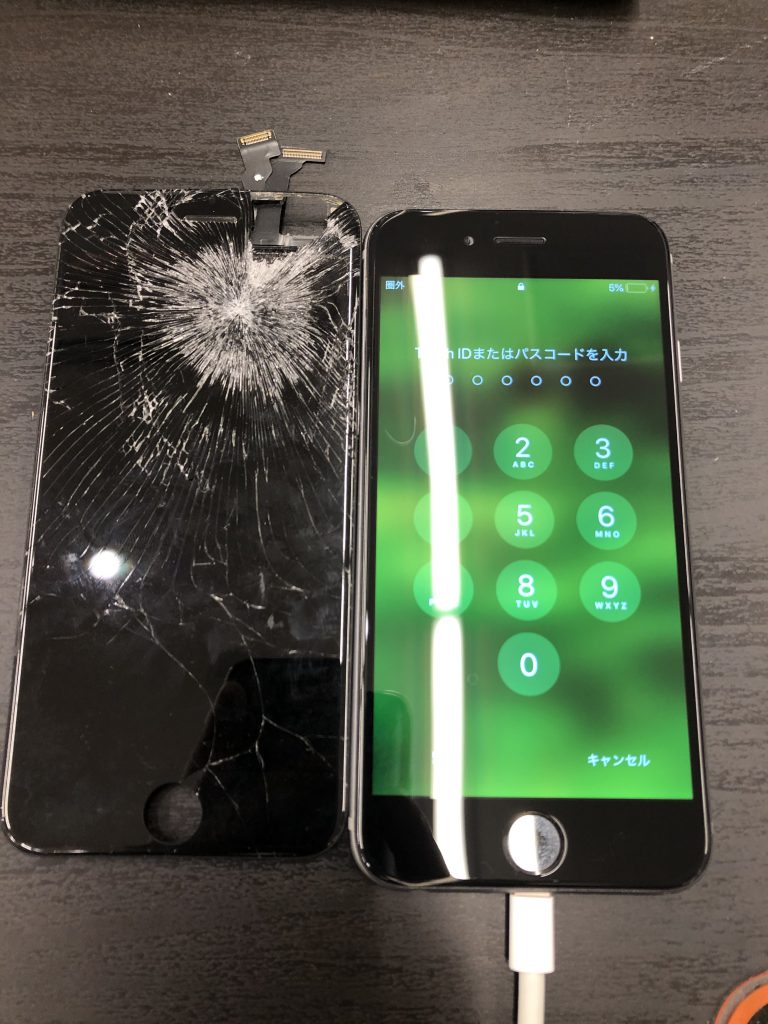 iphone6画面修理後